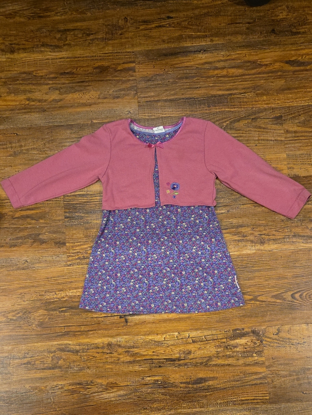 healthtex Rose Pink Top with Purple Floral Skirt Dress